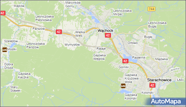 mapa Gajówka Węglów, Gajówka Węglów na mapie Targeo