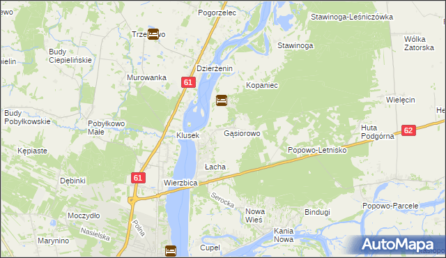 mapa Gąsiorowo gmina Serock, Gąsiorowo gmina Serock na mapie Targeo