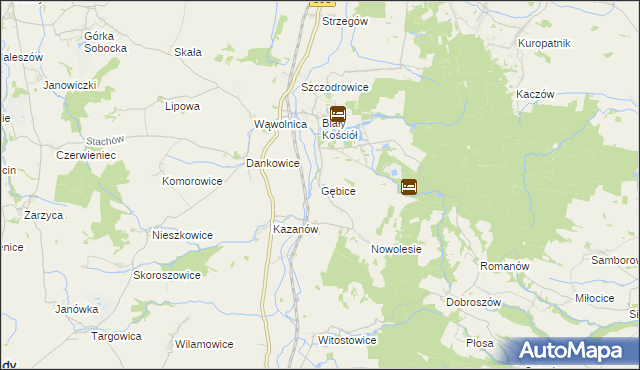 mapa Gębice gmina Strzelin, Gębice gmina Strzelin na mapie Targeo