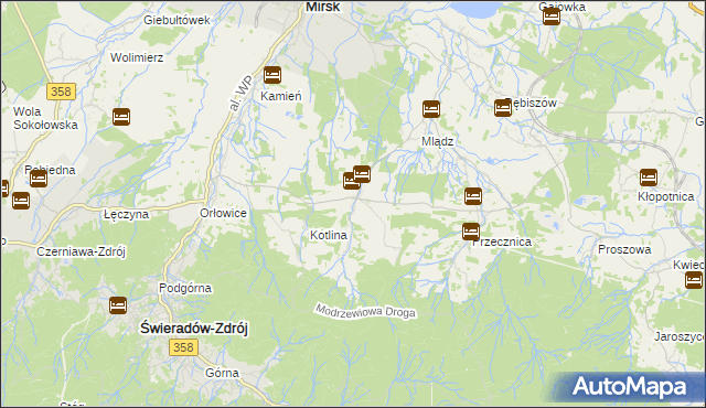 mapa Gierczyn gmina Mirsk, Gierczyn gmina Mirsk na mapie Targeo