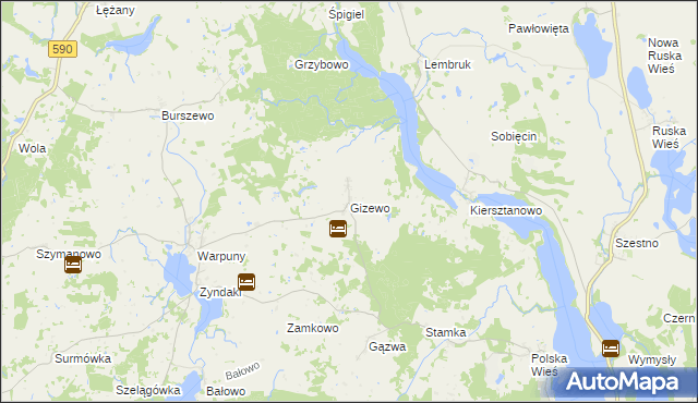 mapa Gizewo, Gizewo na mapie Targeo