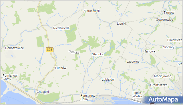 mapa Głęboka gmina Ziębice, Głęboka gmina Ziębice na mapie Targeo