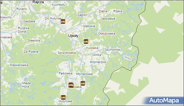 mapa Glinka gmina Ujsoły, Glinka gmina Ujsoły na mapie Targeo