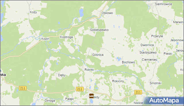 mapa Gliśnica gmina Czarna Dąbrówka, Gliśnica gmina Czarna Dąbrówka na mapie Targeo
