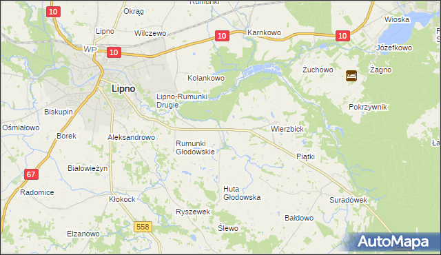 mapa Głodowo gmina Lipno, Głodowo gmina Lipno na mapie Targeo