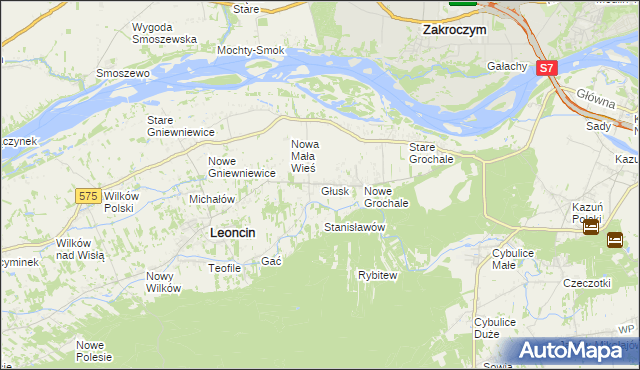 mapa Głusk gmina Leoncin, Głusk gmina Leoncin na mapie Targeo