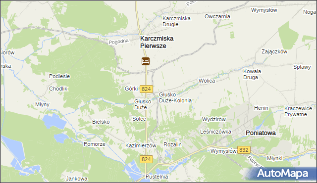 mapa Głusko Duże-Kolonia, Głusko Duże-Kolonia na mapie Targeo