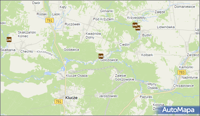 mapa Golczowice gmina Klucze, Golczowice gmina Klucze na mapie Targeo