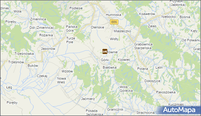 mapa Górki gmina Brzozów, Górki gmina Brzozów na mapie Targeo