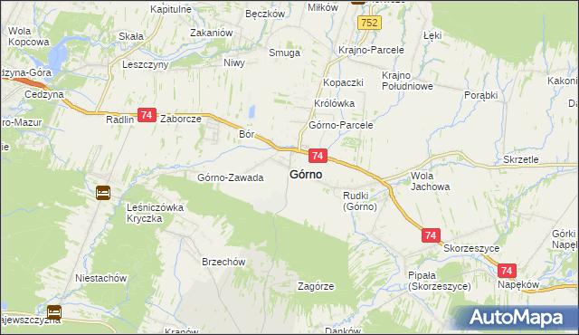 mapa Górno powiat kielecki, Górno powiat kielecki na mapie Targeo