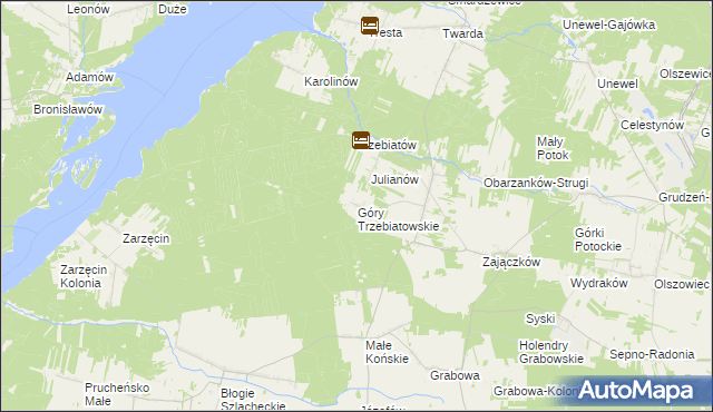 mapa Góry Trzebiatowskie, Góry Trzebiatowskie na mapie Targeo