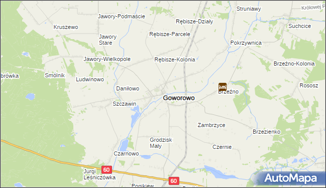 mapa Goworowo powiat ostrołęcki, Goworowo powiat ostrołęcki na mapie Targeo