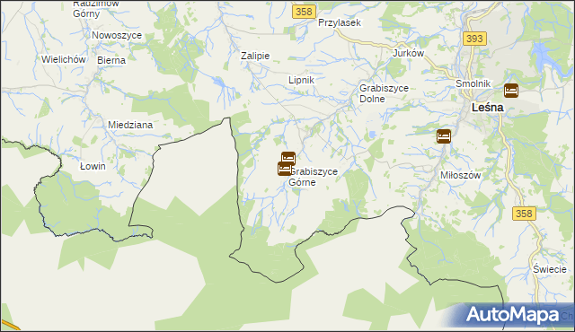 mapa Grabiszyce Górne, Grabiszyce Górne na mapie Targeo