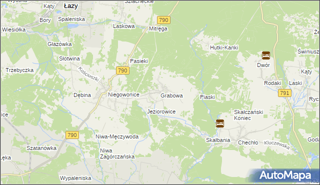 mapa Grabowa gmina Łazy, Grabowa gmina Łazy na mapie Targeo