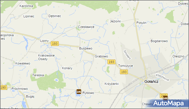 mapa Grabowo gmina Gołańcz, Grabowo gmina Gołańcz na mapie Targeo