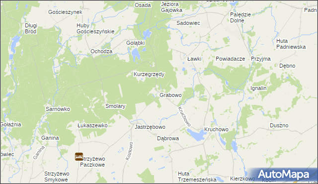 mapa Grabowo gmina Trzemeszno, Grabowo gmina Trzemeszno na mapie Targeo