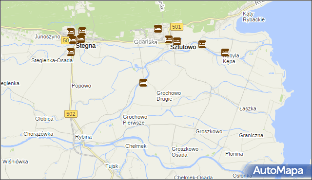 mapa Grochowo Drugie, Grochowo Drugie na mapie Targeo