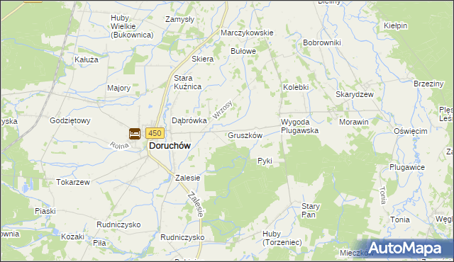 mapa Gruszków gmina Doruchów, Gruszków gmina Doruchów na mapie Targeo