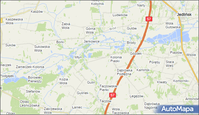 mapa Gustawów gmina Zakrzew, Gustawów gmina Zakrzew na mapie Targeo