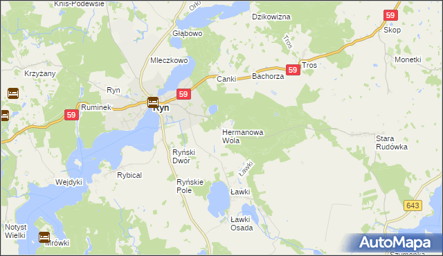 mapa Hermanowa Wola, Hermanowa Wola na mapie Targeo