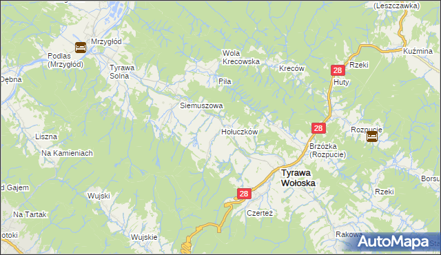 mapa Hołuczków, Hołuczków na mapie Targeo