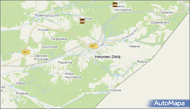 mapa Horyniec-Zdrój, Horyniec-Zdrój na mapie Targeo