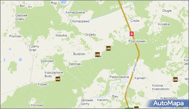 mapa Huta gmina Sztabin, Huta gmina Sztabin na mapie Targeo