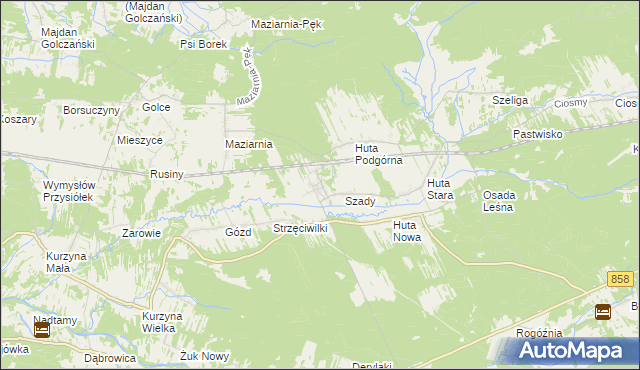 mapa Huta Krzeszowska, Huta Krzeszowska na mapie Targeo