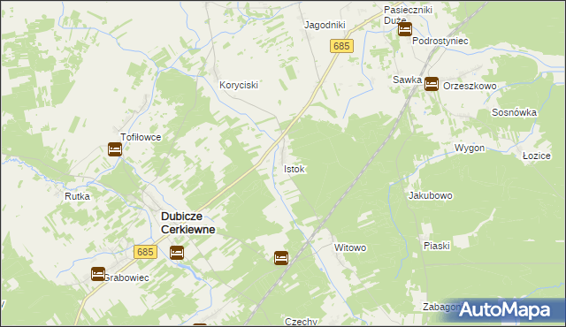 mapa Istok gmina Dubicze Cerkiewne, Istok gmina Dubicze Cerkiewne na mapie Targeo