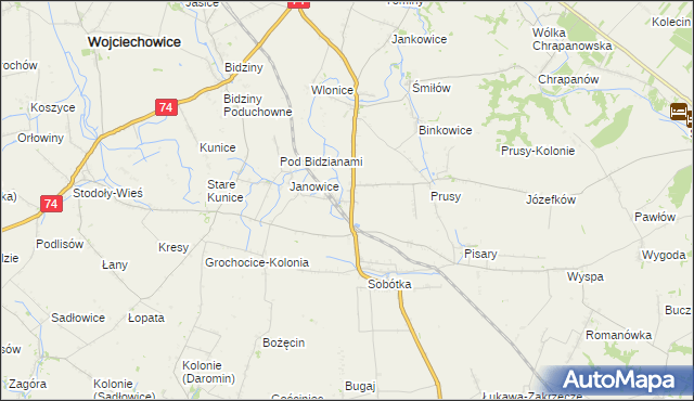 mapa Jakubowice gmina Ożarów, Jakubowice gmina Ożarów na mapie Targeo