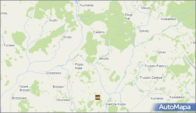 mapa Jakuby gmina Biała Piska, Jakuby gmina Biała Piska na mapie Targeo