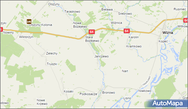 mapa Janczewo gmina Wizna, Janczewo gmina Wizna na mapie Targeo