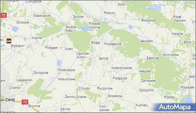 mapa Janina gmina Busko-Zdrój, Janina gmina Busko-Zdrój na mapie Targeo