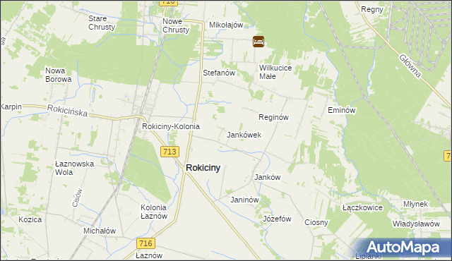 mapa Jankówek gmina Rokiciny, Jankówek gmina Rokiciny na mapie Targeo