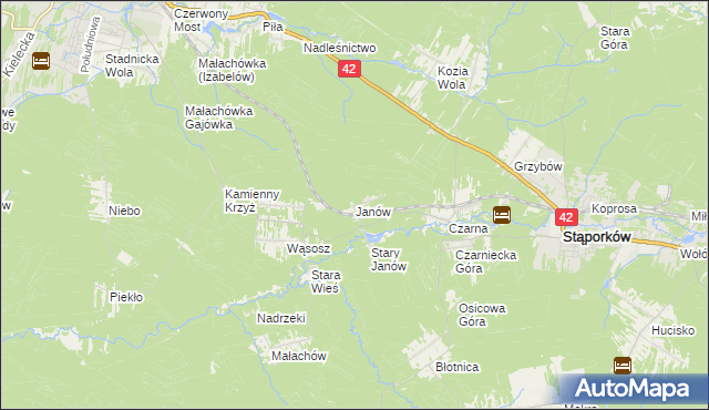 mapa Janów gmina Stąporków, Janów gmina Stąporków na mapie Targeo