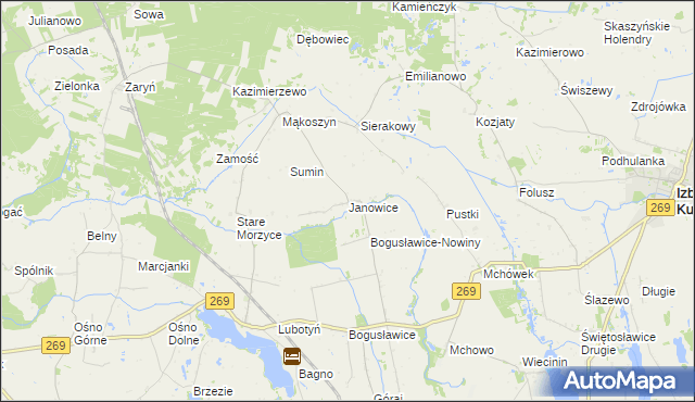 mapa Janowice gmina Babiak, Janowice gmina Babiak na mapie Targeo