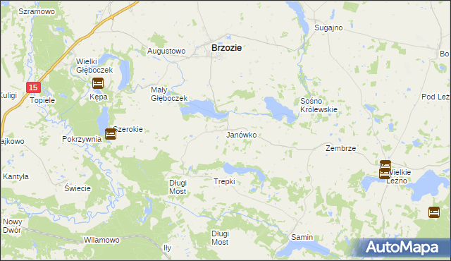 mapa Janówko gmina Brzozie, Janówko gmina Brzozie na mapie Targeo