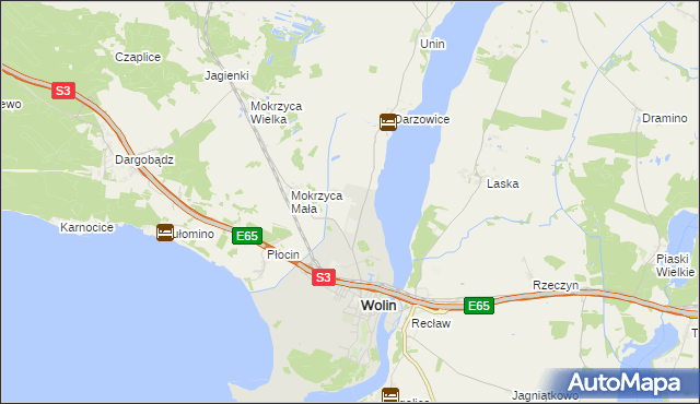 mapa Jaromierz gmina Wolin, Jaromierz gmina Wolin na mapie Targeo
