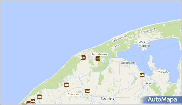 mapa Jarosławiec gmina Postomino, Jarosławiec gmina Postomino na mapie Targeo