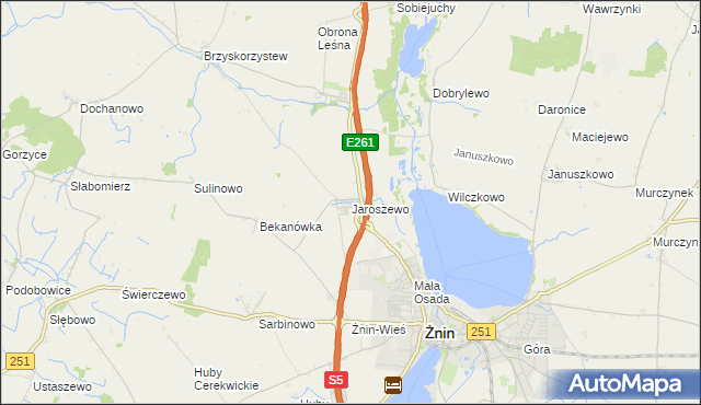 mapa Jaroszewo gmina Żnin, Jaroszewo gmina Żnin na mapie Targeo