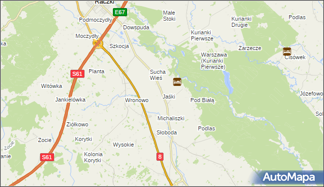 mapa Jaśki gmina Raczki, Jaśki gmina Raczki na mapie Targeo