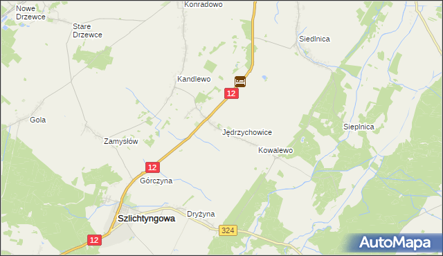 mapa Jędrzychowice gmina Szlichtyngowa, Jędrzychowice gmina Szlichtyngowa na mapie Targeo