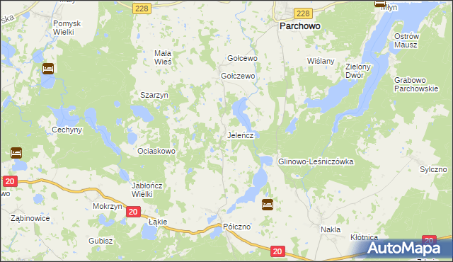 mapa Jeleńcz gmina Parchowo, Jeleńcz gmina Parchowo na mapie Targeo