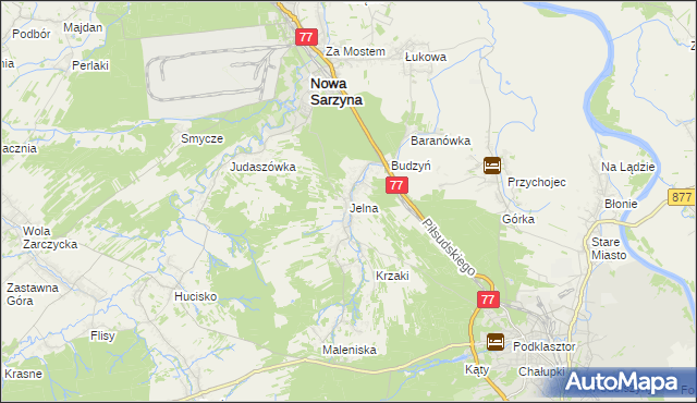 mapa Jelna gmina Nowa Sarzyna, Jelna gmina Nowa Sarzyna na mapie Targeo