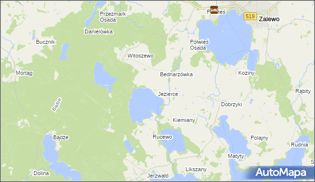 mapa Jezierce gmina Zalewo, Jezierce gmina Zalewo na mapie Targeo