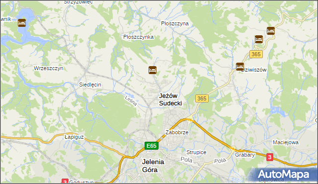 mapa Jeżów Sudecki, Jeżów Sudecki na mapie Targeo