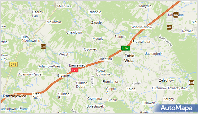 mapa Józefina gmina Żabia Wola, Józefina gmina Żabia Wola na mapie Targeo