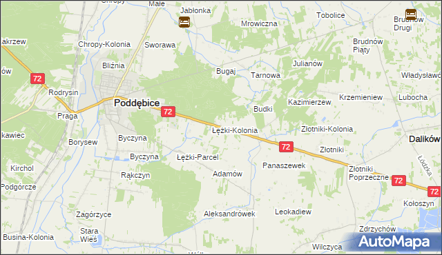 mapa Józefka gmina Poddębice, Józefka gmina Poddębice na mapie Targeo