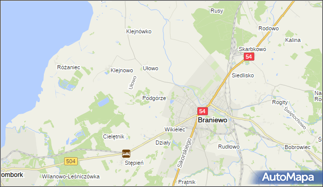 mapa Józefowo gmina Braniewo, Józefowo gmina Braniewo na mapie Targeo