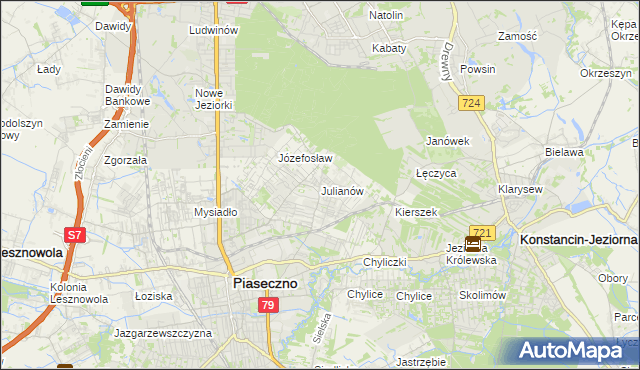 mapa Julianów gmina Piaseczno, Julianów gmina Piaseczno na mapie Targeo